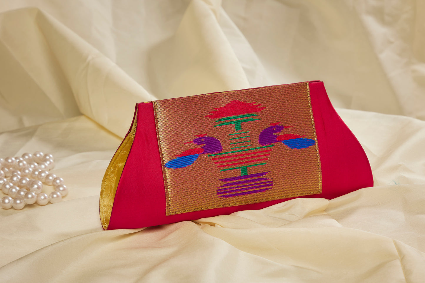 Rajasi Paithani Clutch - Rani Pink