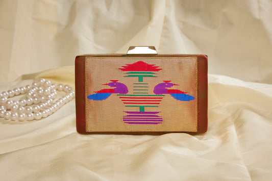 Rajasi Paithani Frame Clutch  - Rust Copper