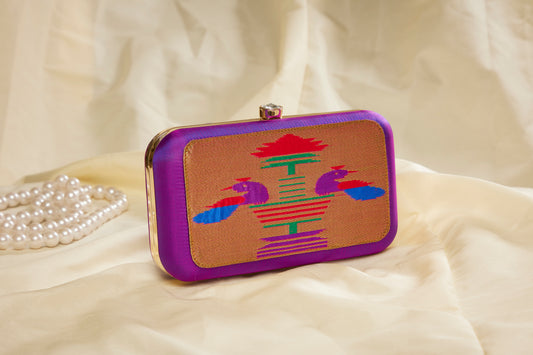 Rajasi Paithani Frame Clutch  - Magenta