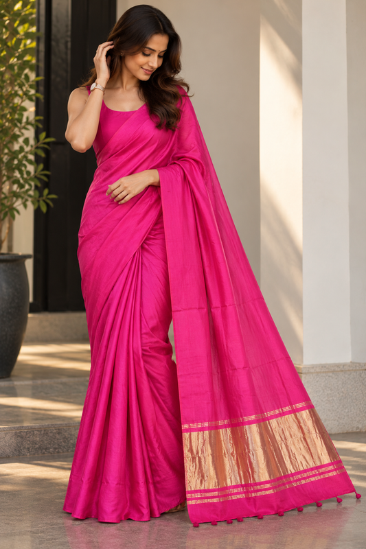 Rani Pink Pure Modal Silk Saree