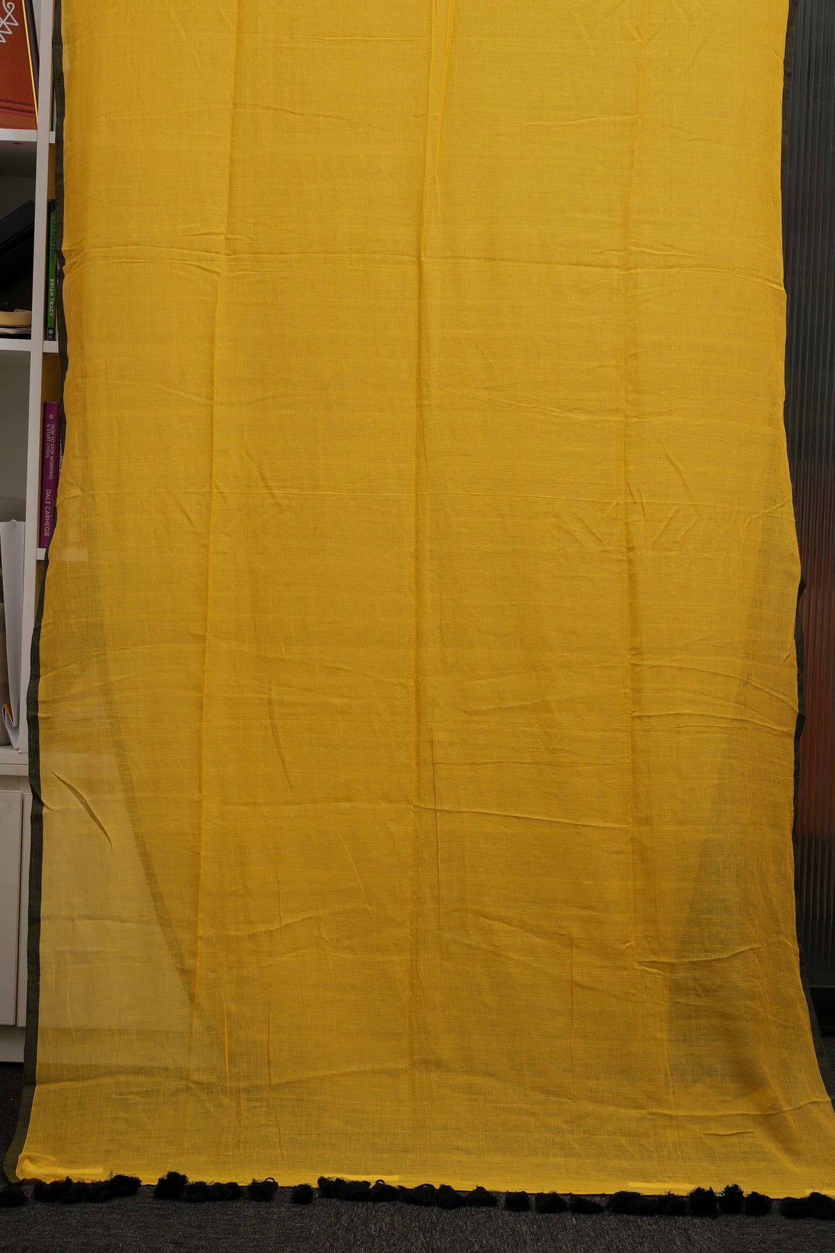 Mustard Yellow Mulmul Saree