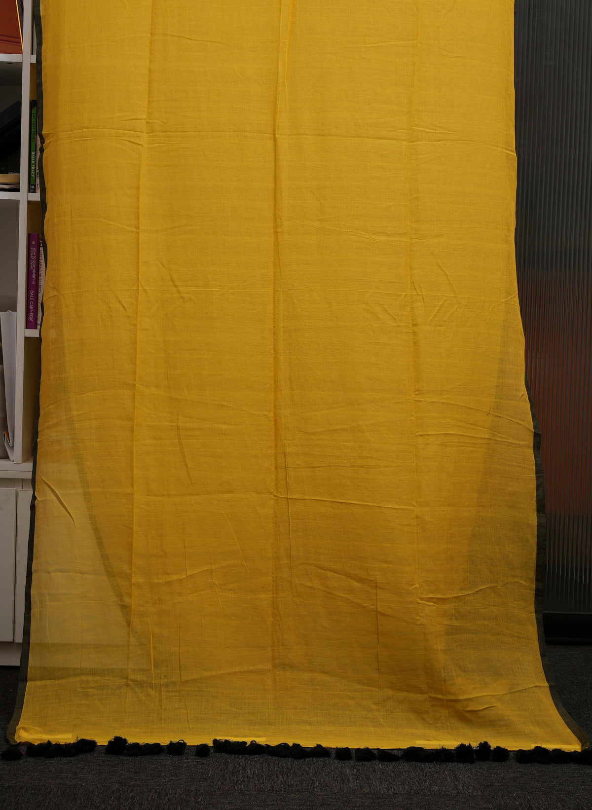 Mustard Yellow Mulmul Saree
