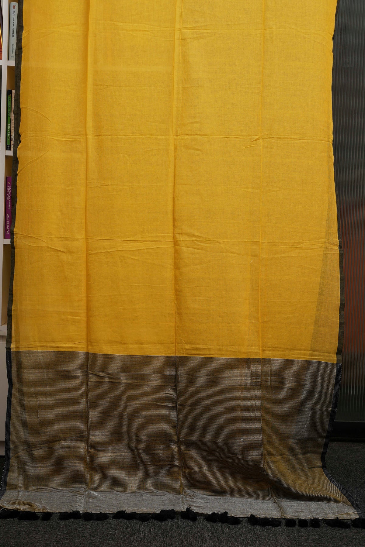 Mustard Yellow Contrast Pallu Pure Mulmul Saree