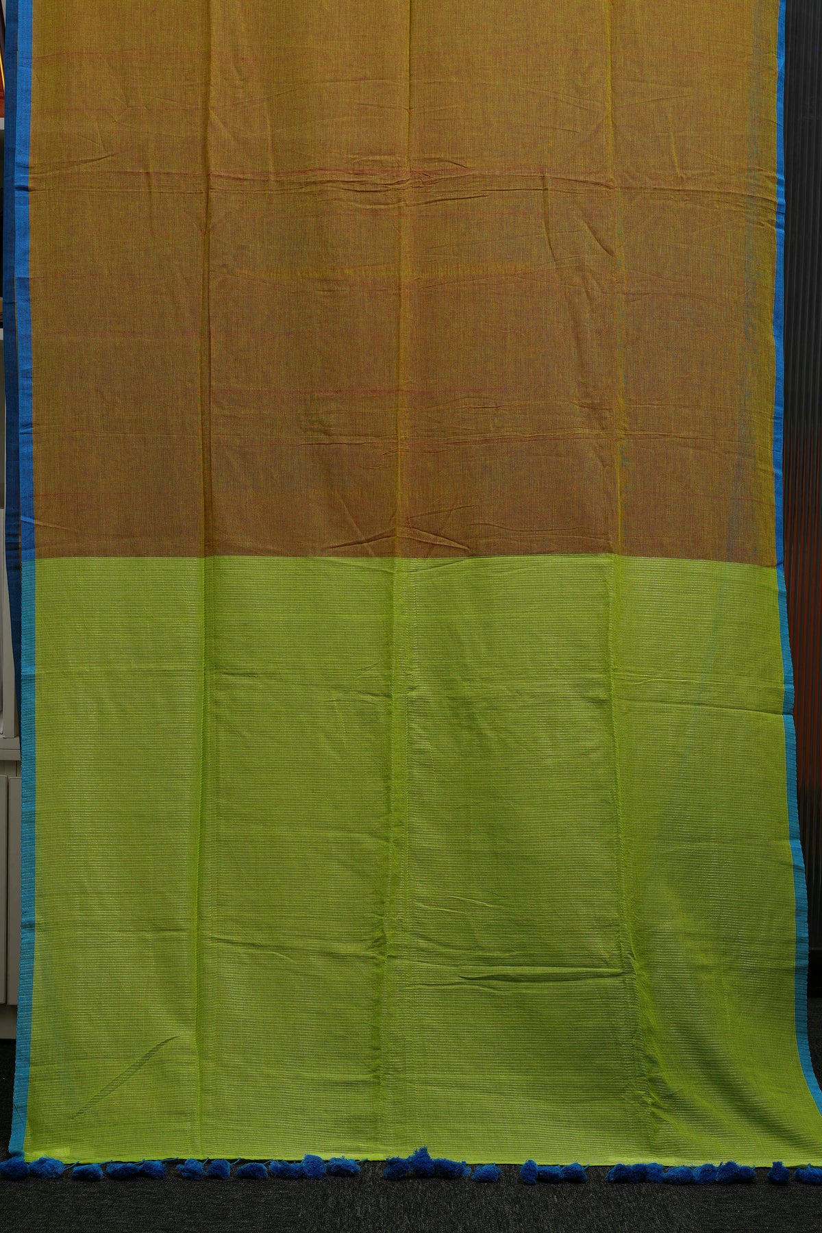 Bronze Contrast Pallu Pure Mulmul Saree
