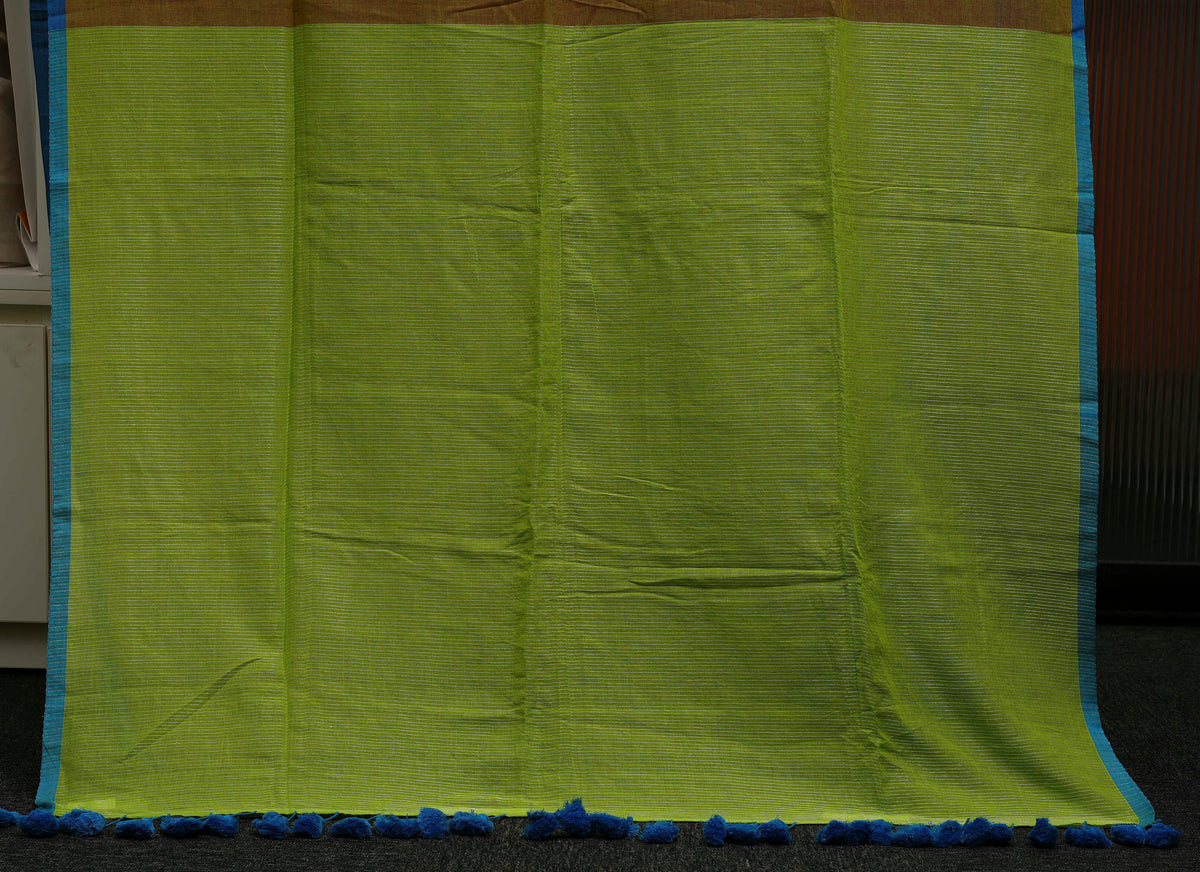 Bronze Contrast Pallu Pure Mulmul Saree