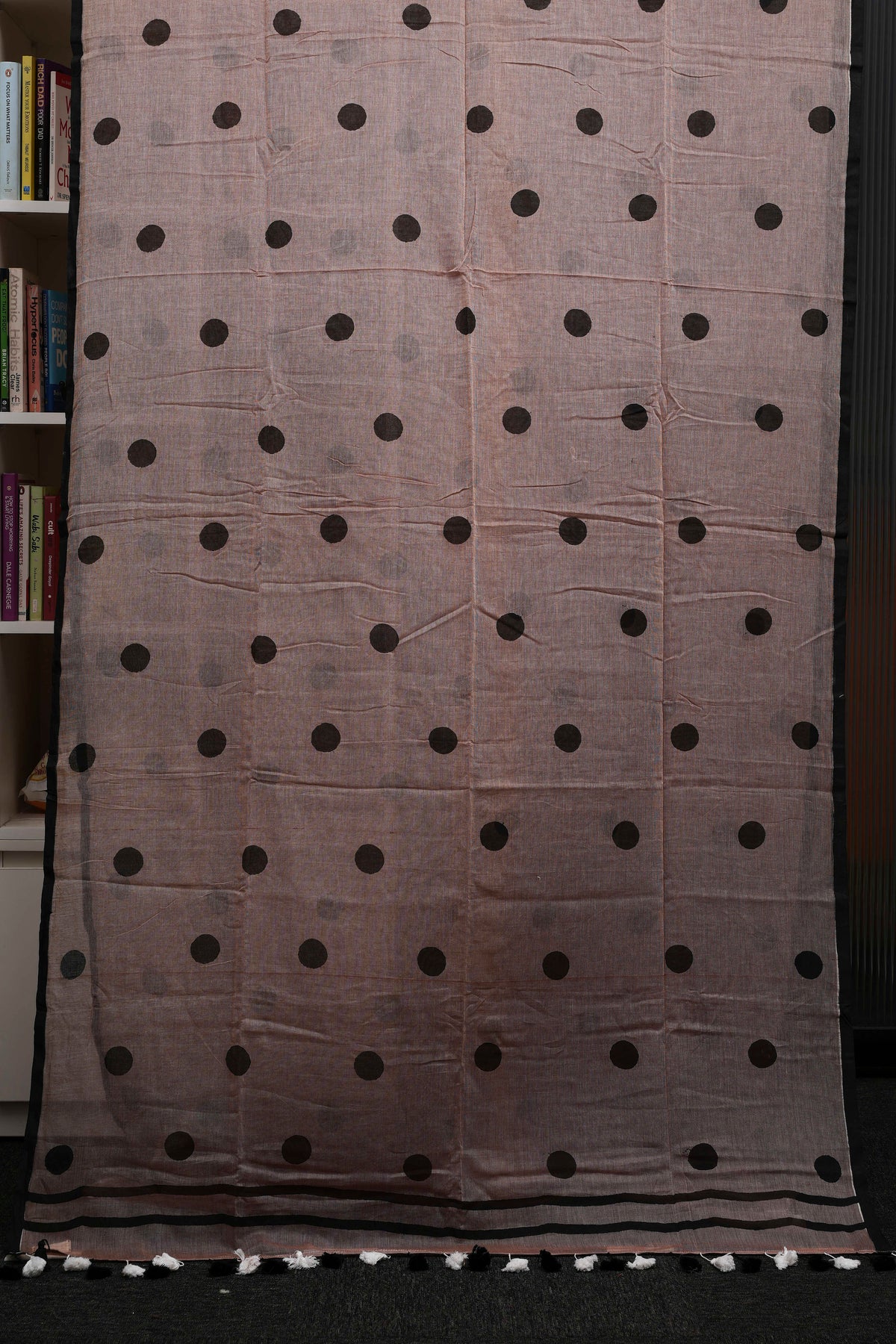Mauve Polka Dot Pure Mulmul Saree