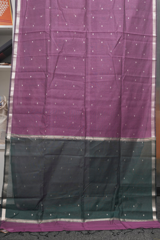 Magenta  & Bottle Green Contrast Maheshwari Saree