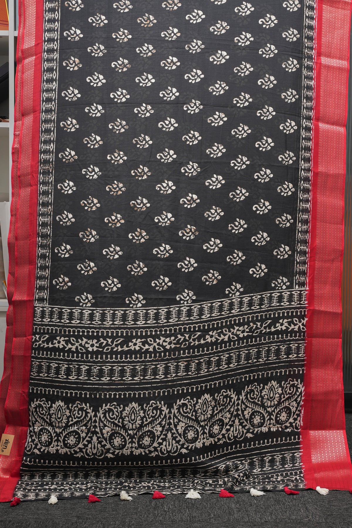Black and Red Dola Silk