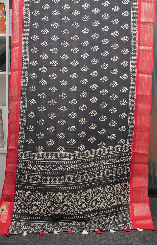 Black and Red Dola Silk