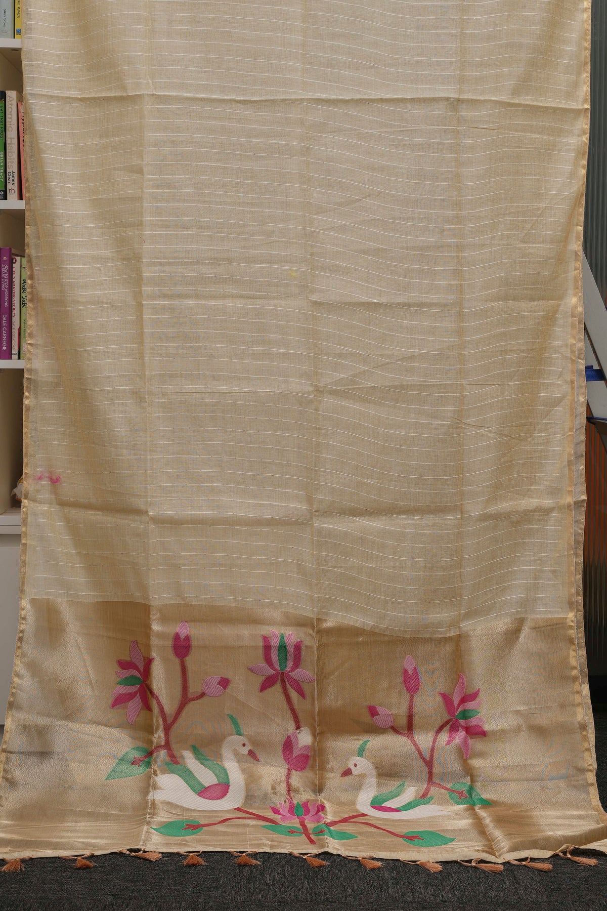 Champagne Beige Pallu Cotton Saree