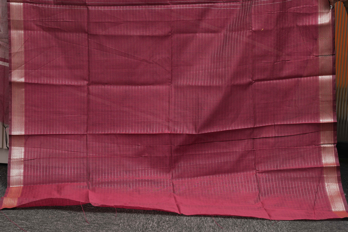 Rust Maroon Checks Maheshwari Saree