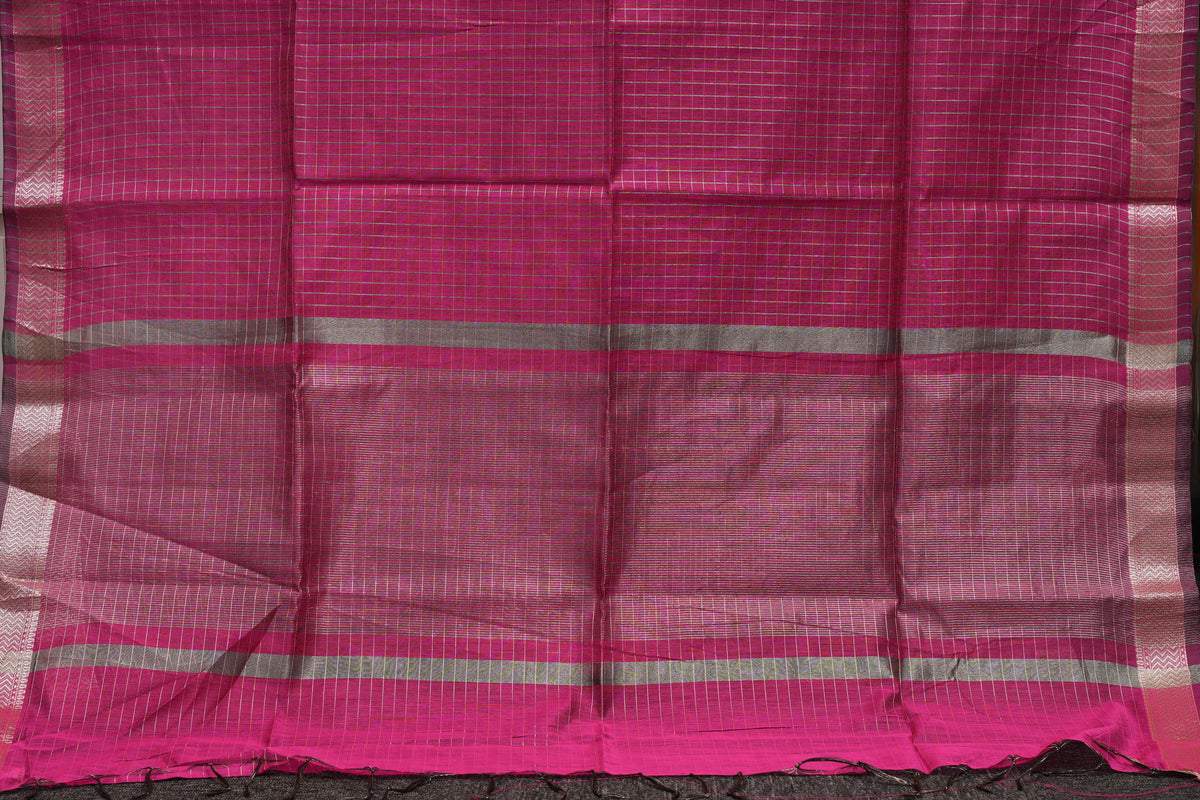 Deep Magenta Checks Maheshwari Saree