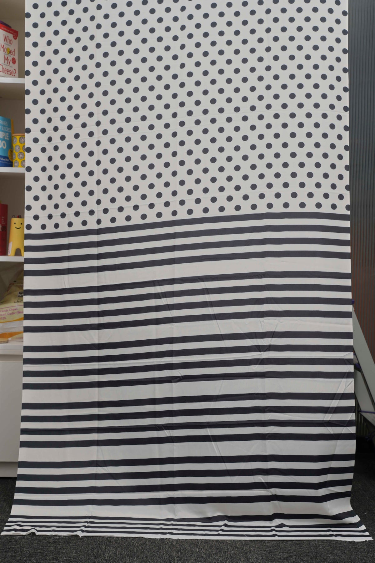 Black & White Polka Dot Semi Modal Silk Saree