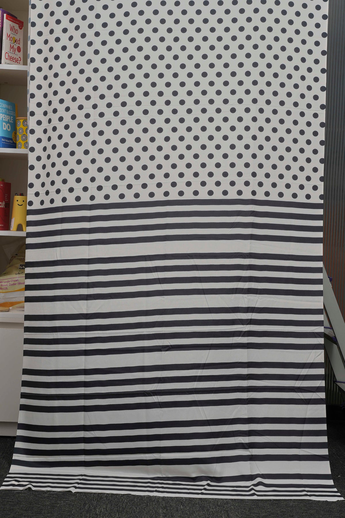 Black & White Polka Dot Semi Modal Silk Saree