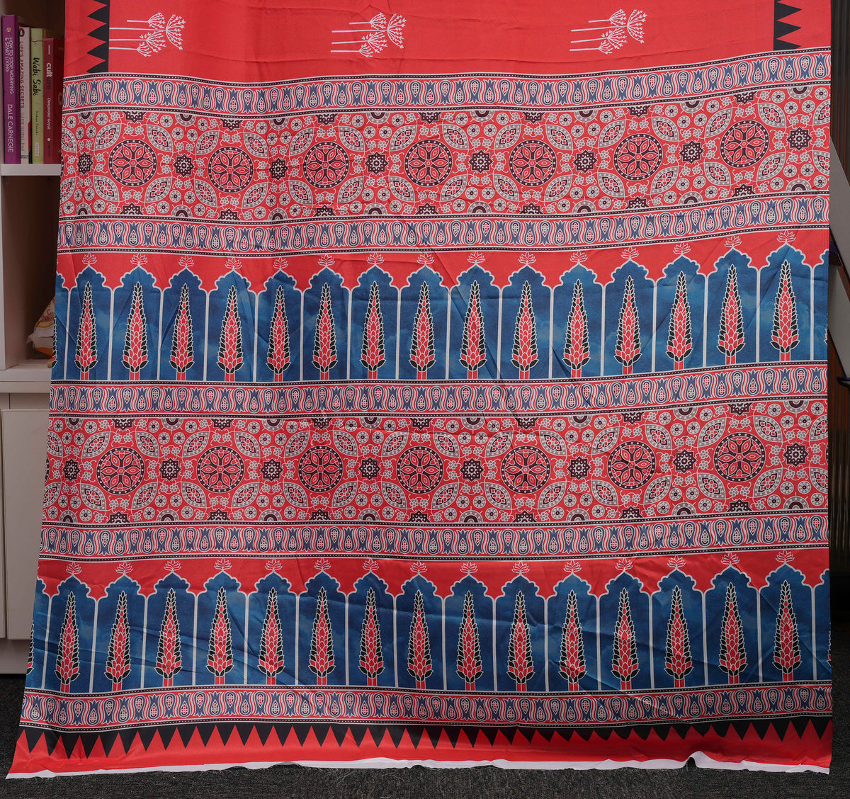 Coral Red Semi Modal Silk Saree