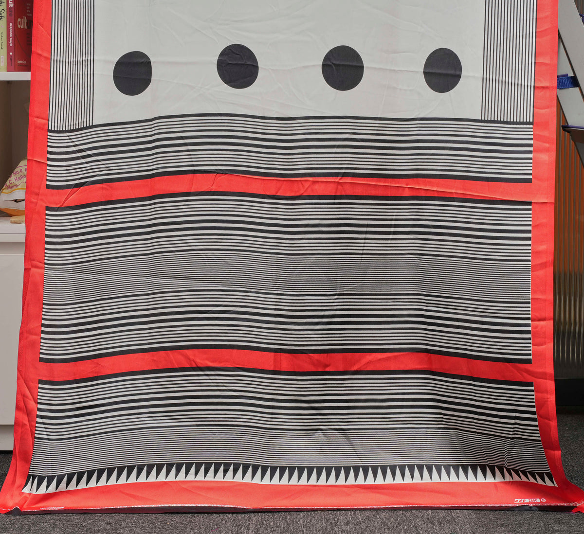 Off-White & Black Polka Dot Semi Modal Silk Saree