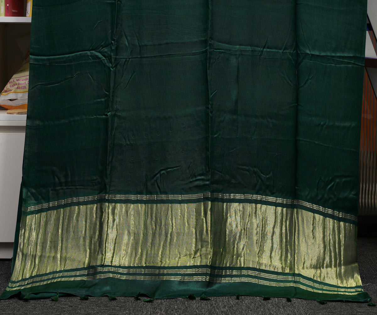 Bottle Green Pure Modal Silk Saree
