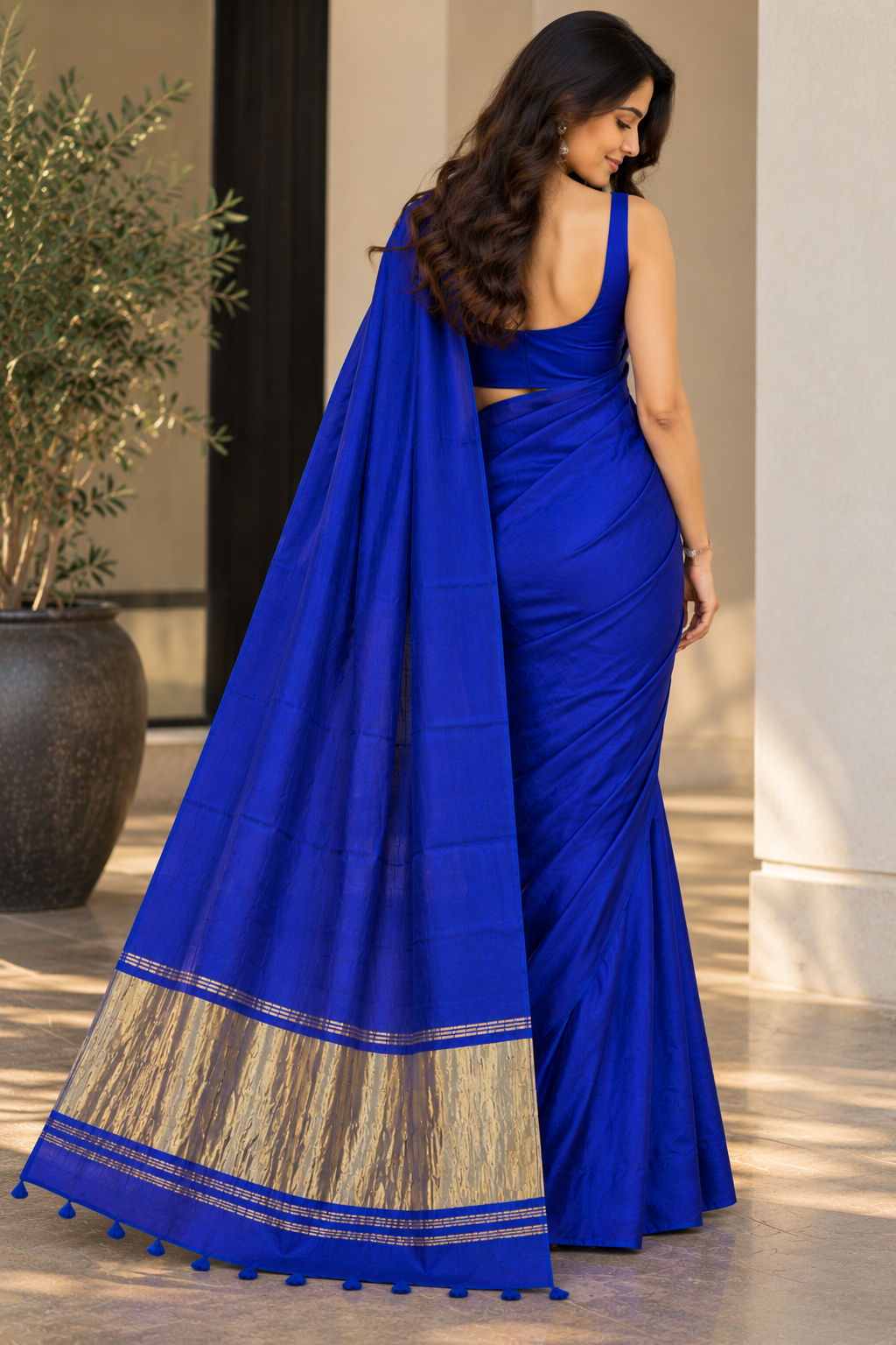 Royal Blue Pure Modal Silk Saree