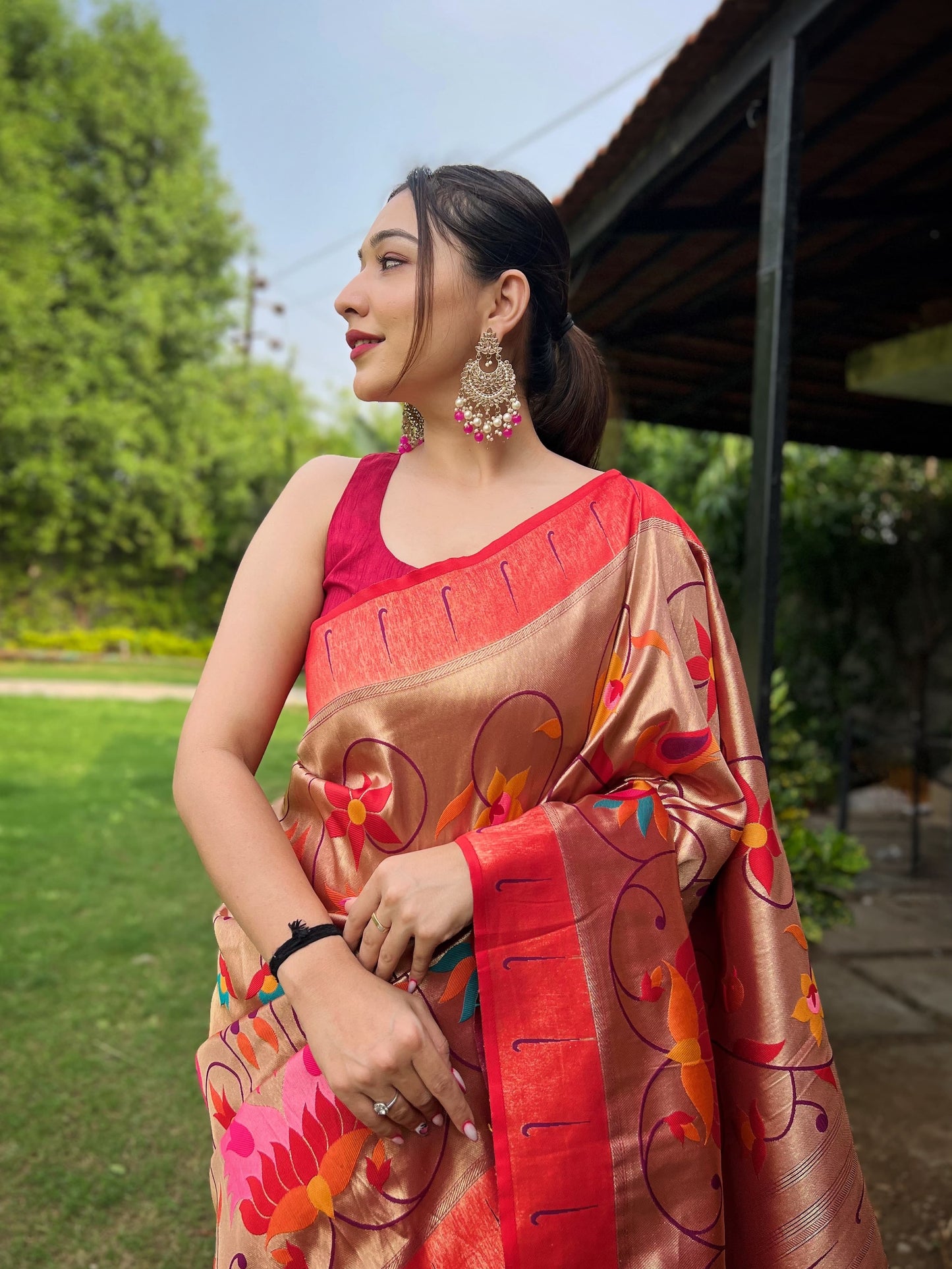 Champagne Gold Mayur Valli Paithani